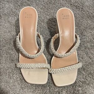A New Day Women's Cream Pearl-Embellished Sandals